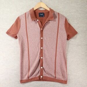 Abercrombie & Fitch Polo XS Button-Through Retro Featherweight Knit Striped